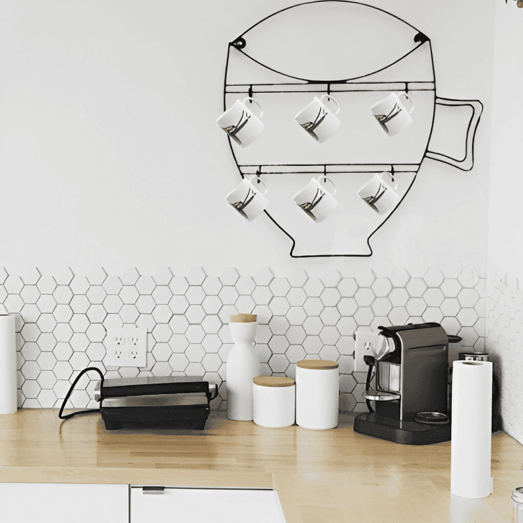 Cup Shape Cup Holder, Wall 6 Hooks Cup Holder, Free Coffee Cups Holder, Wire Cup Hanger Wall Shelf, Wall Mounted Storage Display Organizer Hooks Cup Shape Cup Holder, Wall 6 Hooks Cup Holder, Free Coffee Cups Holder, Wire Cup Hanger Wall Shelf, Wall Mounted Storage Display Organizer Hooks